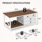 Table basse avec 4 tiroirs de rangement - 50P x 110L x 49,5H