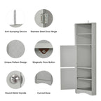 Meuble Colonne de Salle de Bain d'Angle, Meuble de Rangement sur Pied avec Portes et Étagères Réglables, Panneau MDF