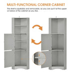 Meuble Colonne de Salle de Bain d'Angle, Meuble de Rangement sur Pied avec Portes et Étagères Réglables, Panneau MDF