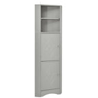 Meuble Colonne de Salle de Bain d'Angle, Meuble de Rangement sur Pied avec Portes et Étagères Réglables, Panneau MDF