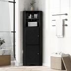 Meuble Colonne de Salle de Bain d'Angle, Meuble de Rangement sur Pied avec Portes et Étagères Réglables, Panneau MDF