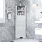 Meuble Colonne de Salle de Bain d'Angle, Meuble de Rangement sur Pied avec Portes et Étagères Réglables, Panneau MDF