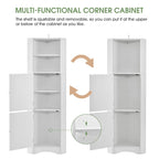 Meuble Colonne de Salle de Bain d'Angle, Meuble de Rangement sur Pied avec Portes et Étagères Réglables, Panneau MDF