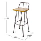 Tabouret de patio moderne en bois et métal de 30 pouces, tabourets de bar de style industriel/ferme