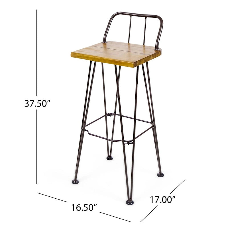 Tabouret de patio moderne en bois et métal de 30 pouces, tabourets de bar de style industriel/ferme