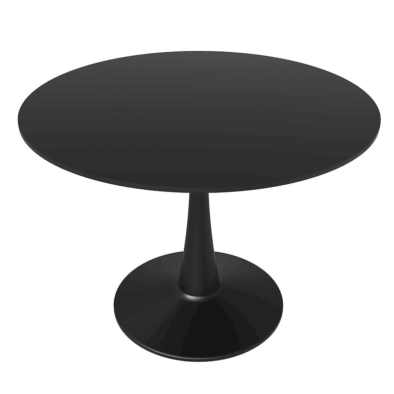 Table à manger ronde Bristol 40 pour 4 personnes avec plateau en bois MDF et base en acier noir, pour cuisine et salle à manger