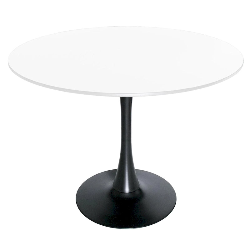 Table à manger ronde Bristol 40 pour 4 personnes avec plateau en bois MDF et base en acier noir, pour cuisine et salle à manger
