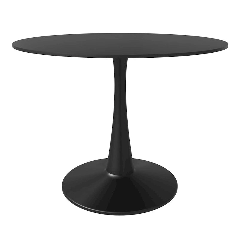 Table à manger ronde Bristol 40 pour 4 personnes avec plateau en bois MDF et base en acier noir, pour cuisine et salle à manger