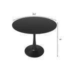 Table à manger ronde Bristol 40 pour 4 personnes avec plateau en bois MDF et base en acier noir, pour cuisine et salle à manger