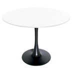 Table à manger ronde Bristol 40 pour 4 personnes avec plateau en bois MDF et base en acier noir, pour cuisine et salle à manger