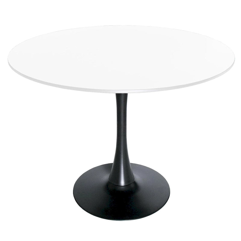 Table à manger ronde Bristol 40 pour 4 personnes avec plateau en bois MDF et base en acier noir, pour cuisine et salle à manger
