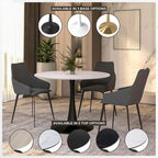 Table à manger ronde Bristol 40 pour 4 personnes avec plateau en bois MDF et base en acier noir, pour cuisine et salle à manger