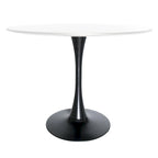 Table à manger ronde Bristol 40 pour 4 personnes avec plateau en bois MDF et base en acier noir, pour cuisine et salle à manger