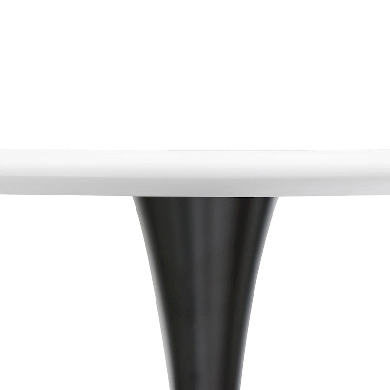 Table à manger ronde Bristol 40 pour 4 personnes avec plateau en bois MDF et base en acier noir, pour cuisine et salle à manger