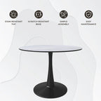 Table à manger ronde Bristol 40 pour 4 personnes avec plateau en bois MDF et base en acier noir, pour cuisine et salle à manger