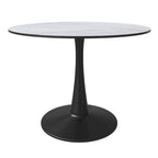 Table à manger ronde Bristol 40 pour 4 personnes avec plateau en bois MDF et base en acier noir, pour cuisine et salle à manger